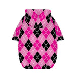 Black And Pink Argyle Pattern Print Dog Zip Up Hoodie