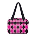 Black And Pink Argyle Pattern Print Double Strap Bible Bag