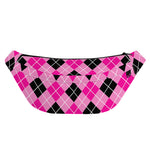 Black And Pink Argyle Pattern Print Fanny Pack
