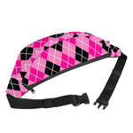 Black And Pink Argyle Pattern Print Fanny Pack