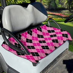 Black And Pink Argyle Pattern Print Golf Cart Seat Cover