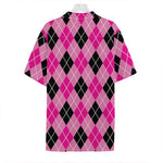 Black And Pink Argyle Pattern Print Hawaiian Shirt