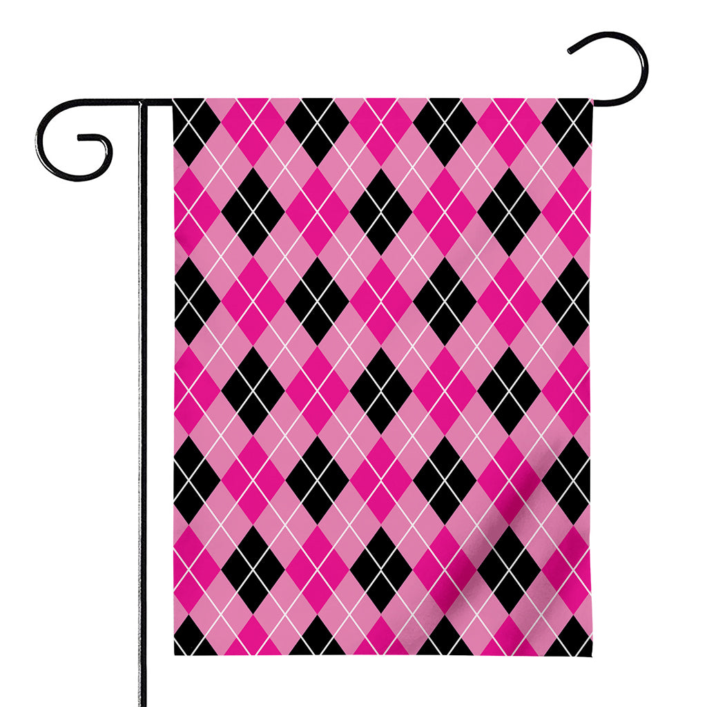 Black And Pink Argyle Pattern Print House Flag
