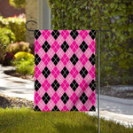 Black And Pink Argyle Pattern Print House Flag