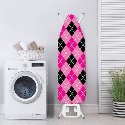 Black And Pink Argyle Pattern Print Ironing Board Cover