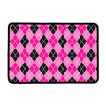 Black And Pink Argyle Pattern Print Kitchen Mat