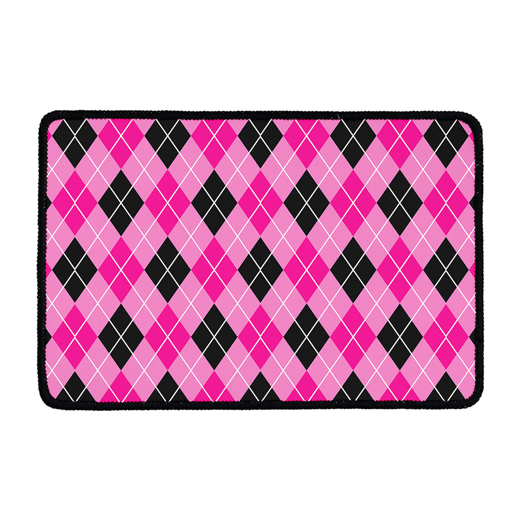 Black And Pink Argyle Pattern Print Kitchen Mat