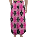 Black And Pink Argyle Pattern Print Lantern Pants