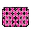 Black And Pink Argyle Pattern Print Laptop Sleeve