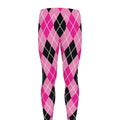 Black And Pink Argyle Pattern Print Men's Leggings