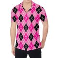 Black And Pink Argyle Pattern Print Men's Shirt