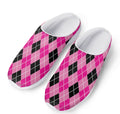 Black And Pink Argyle Pattern Print Mesh Casual Shoes