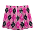 Black And Pink Argyle Pattern Print Mesh Shorts