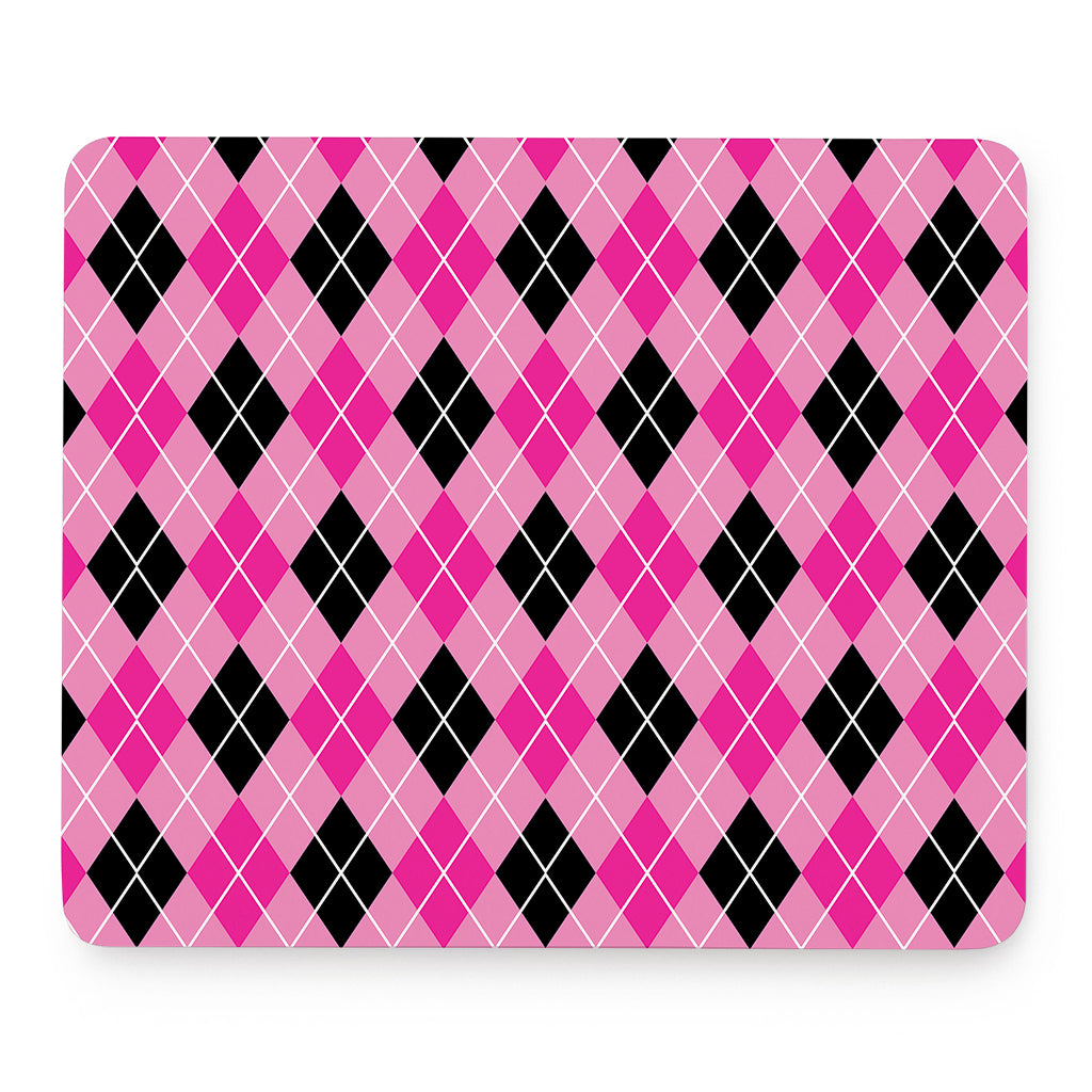 Black And Pink Argyle Pattern Print Mouse Pad