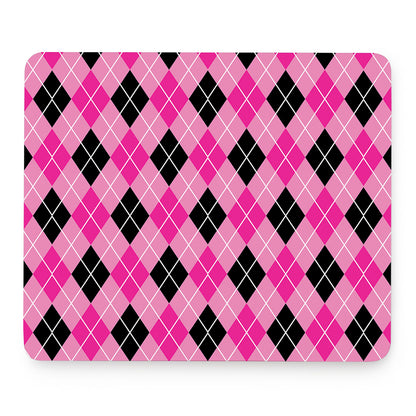 Black And Pink Argyle Pattern Print Mouse Pad