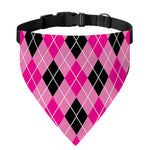 Black And Pink Argyle Pattern Print Over The Collar Dog Bandana