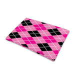 Black And Pink Argyle Pattern Print Pet Cooling Mat Cover
