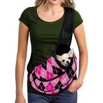 Black And Pink Argyle Pattern Print Pet Sling Carrier