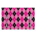 Black And Pink Argyle Pattern Print Placemat