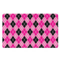 Black And Pink Argyle Pattern Print Polyester Doormat