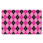 Black And Pink Argyle Pattern Print Polyester Doormat