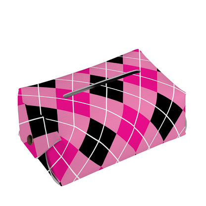 Black And Pink Argyle Pattern Print Rectangle Tissue Box Cover
