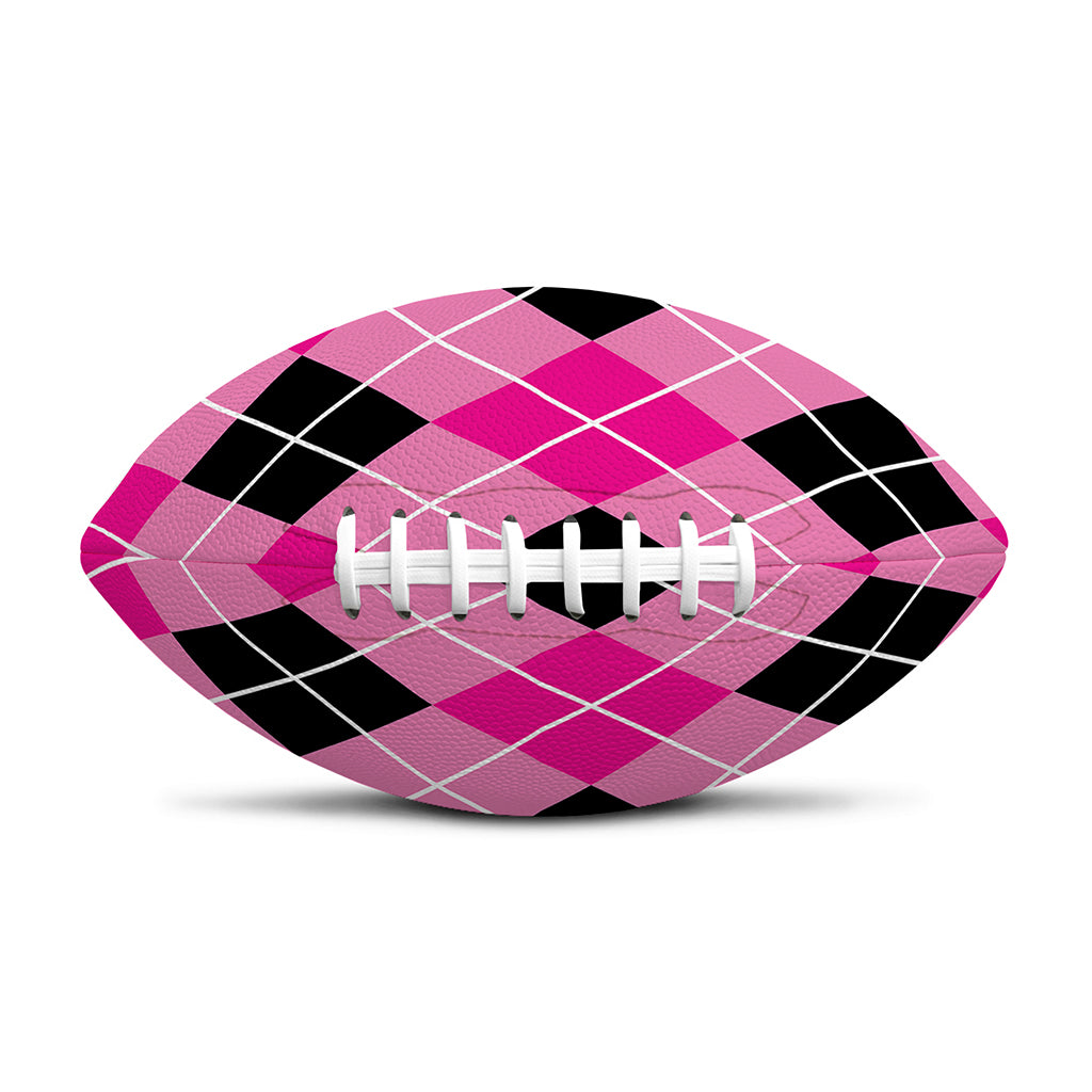 Black And Pink Argyle Pattern Print Rugby Ball