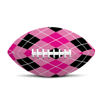 Black And Pink Argyle Pattern Print Rugby Ball
