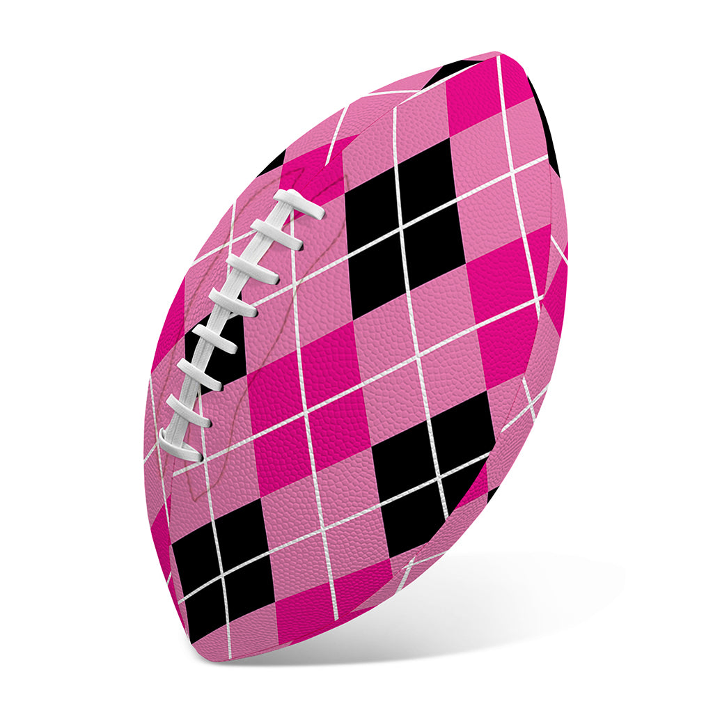 Black And Pink Argyle Pattern Print Rugby Ball