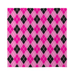 Black And Pink Argyle Pattern Print Silk Bandana