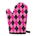 Black And Pink Argyle Pattern Print Single Oven Mitt