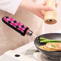 Black And Pink Argyle Pattern Print Skillet Handle Cover