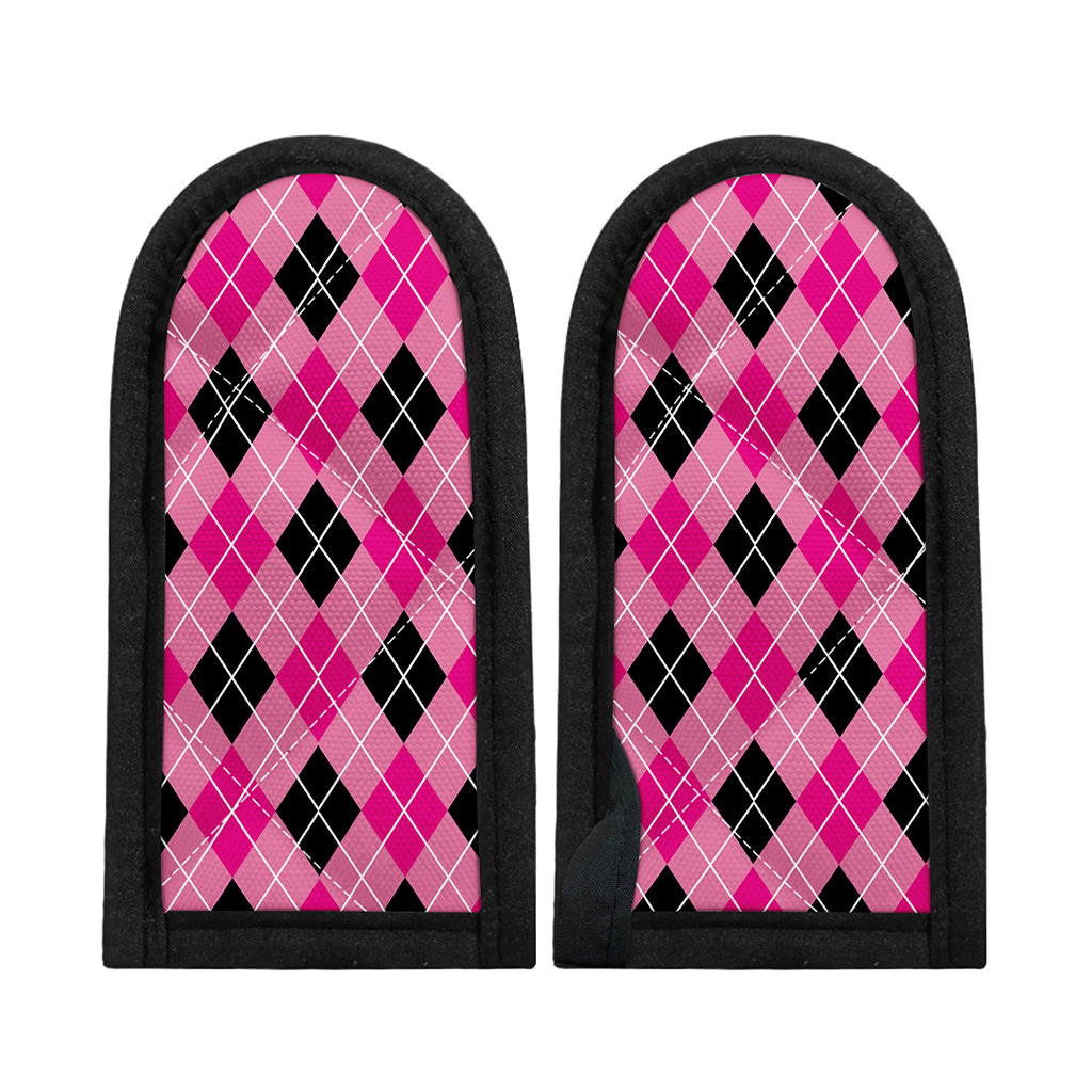 Black And Pink Argyle Pattern Print Skillet Handle Cover