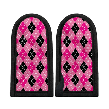 Black And Pink Argyle Pattern Print Skillet Handle Cover