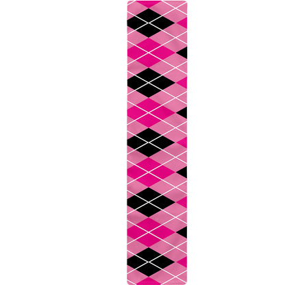 Black And Pink Argyle Pattern Print Table Runner