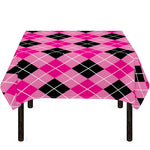 Black And Pink Argyle Pattern Print Tablecloth