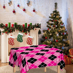 Black And Pink Argyle Pattern Print Tablecloth