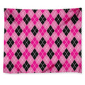 Black And Pink Argyle Pattern Print Tapestry
