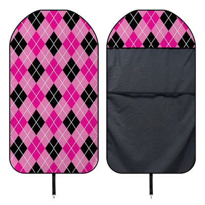 Black And Pink Argyle Pattern Print Waterproof Car Seat Cover