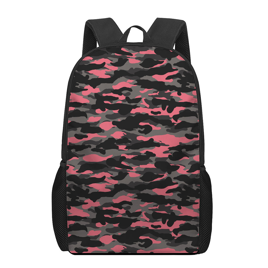 Black And Pink Camouflage Print 17 Inch Backpack