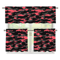 Black And Pink Camouflage Print 3 Piece Kitchen Curtains