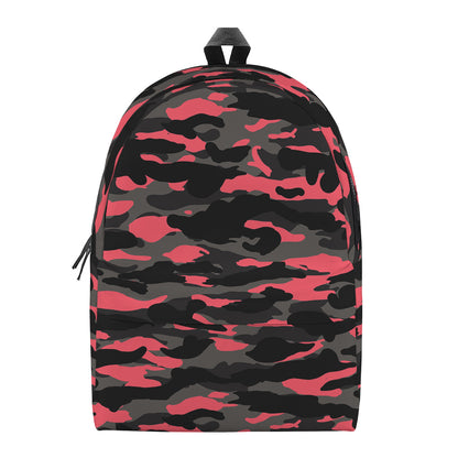 Black And Pink Camouflage Print Backpack
