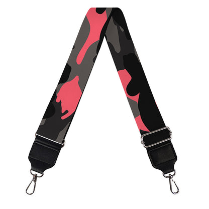 Black And Pink Camouflage Print Bag Strap