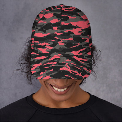 Black And Pink Camouflage Print Baseball Cap