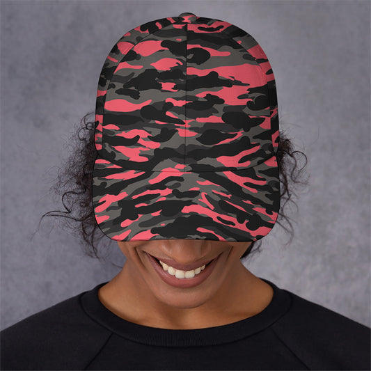 Black And Pink Camouflage Print Baseball Cap