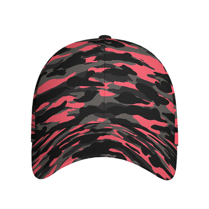 Black And Pink Camouflage Print Baseball Cap