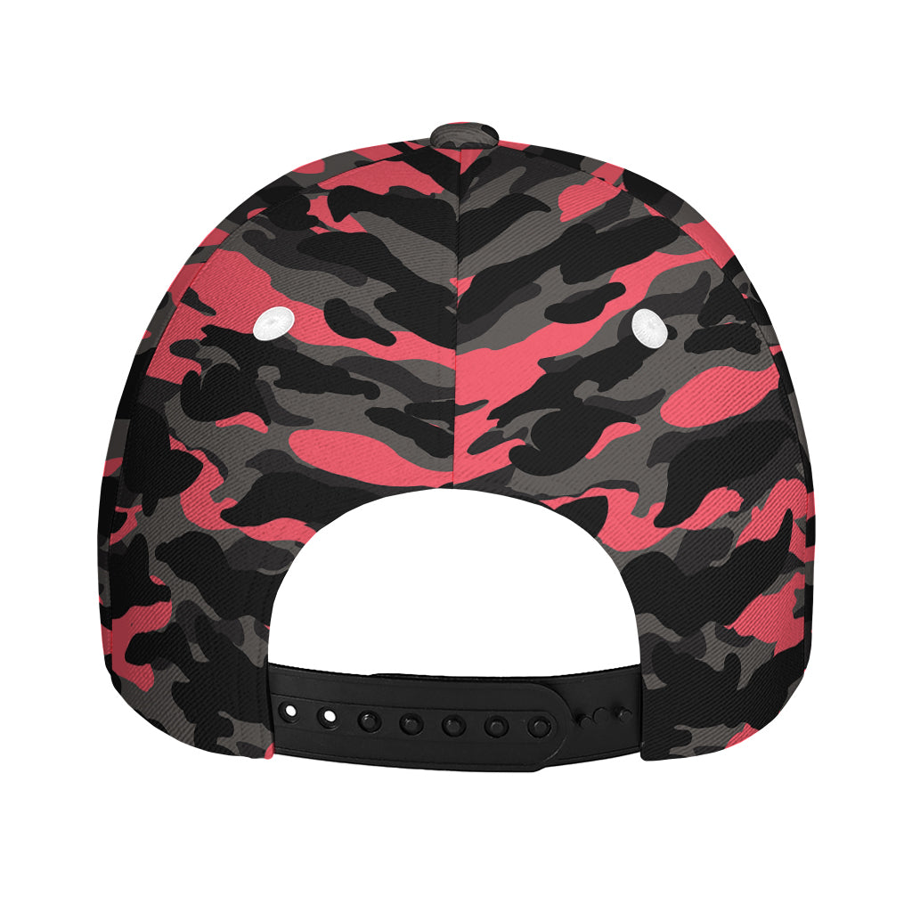 Black And Pink Camouflage Print Baseball Cap