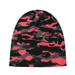 Black And Pink Camouflage Print Beanie