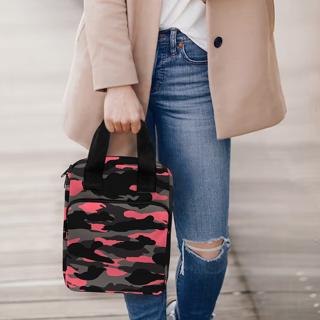 Black And Pink Camouflage Print Bible Tote Bag