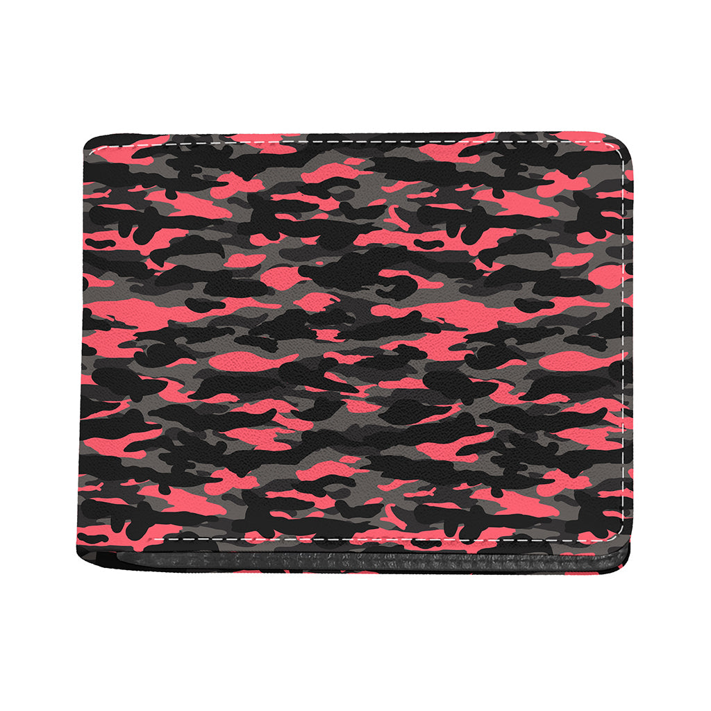 Black And Pink Camouflage Print Bifold Wallet